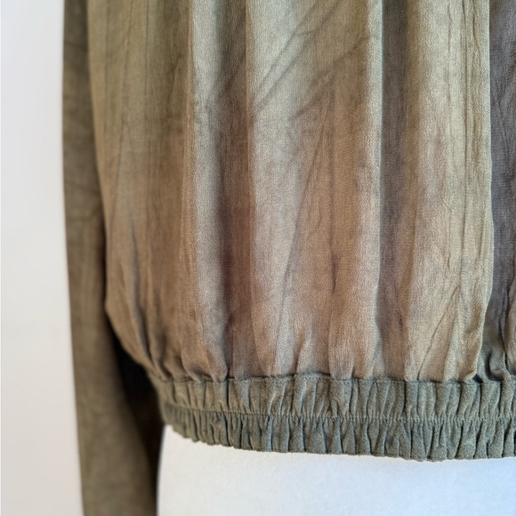 Dorothy Schoelen Platinum 80s Vintage Suede Sheer Green Tie Dye Effect -L - Picture 12 of 15